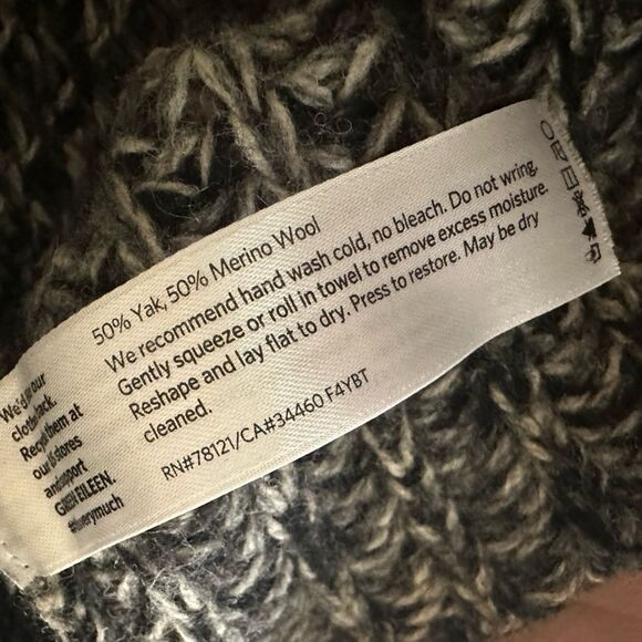 Eileen Fisher Tweedy Yak Wool Blend Gray Black Sweater Vest Zip Front L - Picture 3 of 6